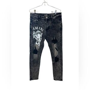 NWT Amiri Cherub Jeans Angel Skinny Black Gray Wash distressed 29
